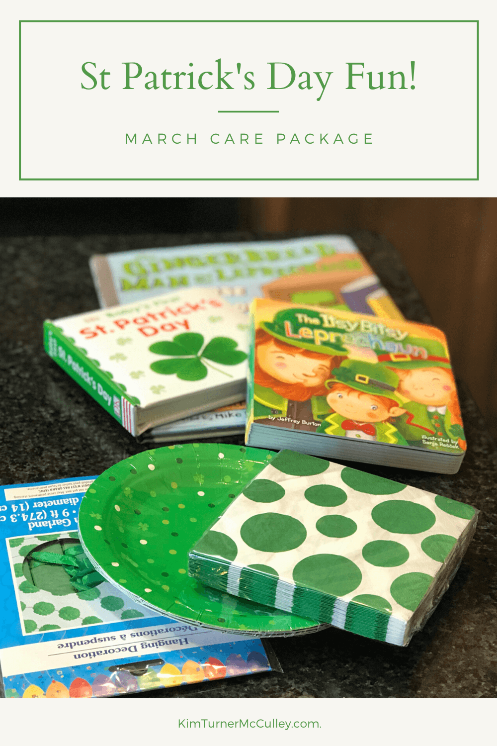 St. Patrick's Day Fun Discover the joy of sending Grammy Boxes/Care Packages to long distance loved ones. A fun way to connect. #carepackageideas KimTurnerMcCulley.com
